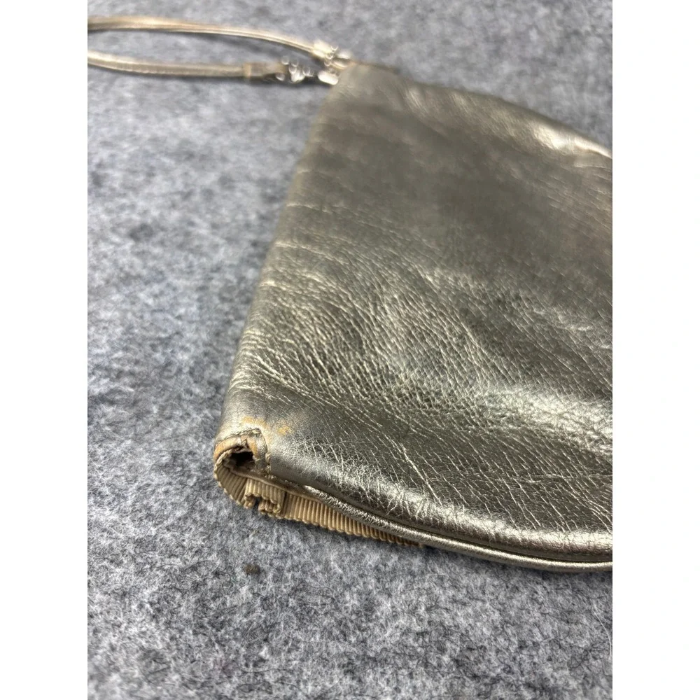 Coach Madison Wristlet Women Small Gold Metallic Leather Pleated 43403